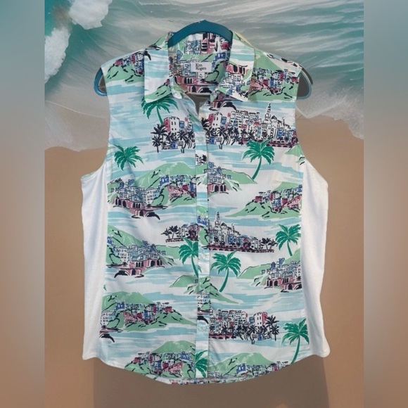 Kim Rogers Tops - Kim Rogers Sleeveless Blouse Top Shirt Vacation Summer Cruise Sz Petite Large